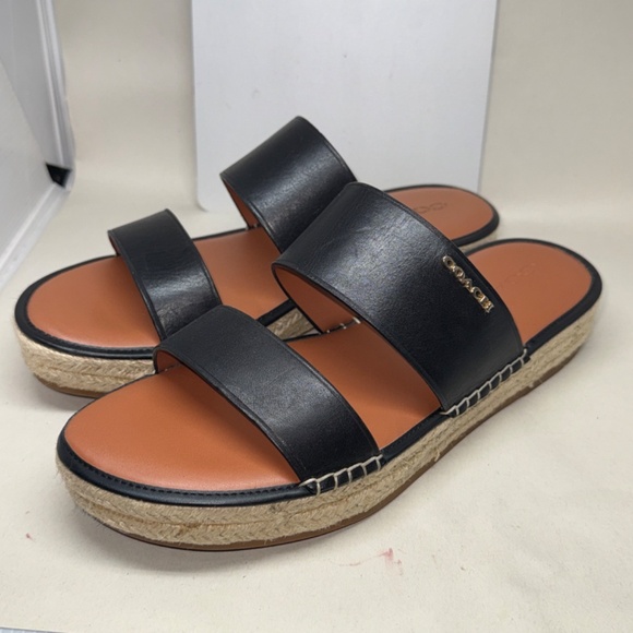 COACH Franca Black Leather Espadrille - Women’s Size 8.5 B With Box MSRP: $178 - Picture 2 of 8
